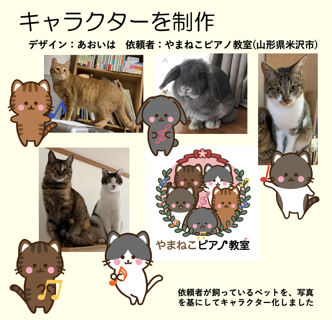 109. あおいは実績2・依頼者が飼うネコとウサギのキャラクターを制作 